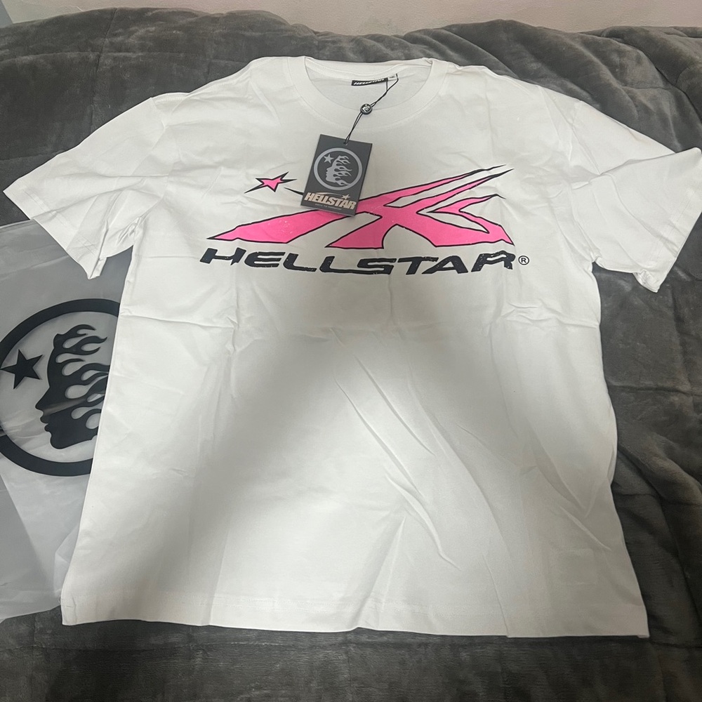 HELLSTAR White Tee with Pink Logo